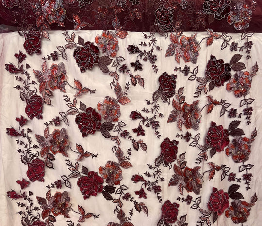 Beaded Lace with Velvet flower - Lae USA
