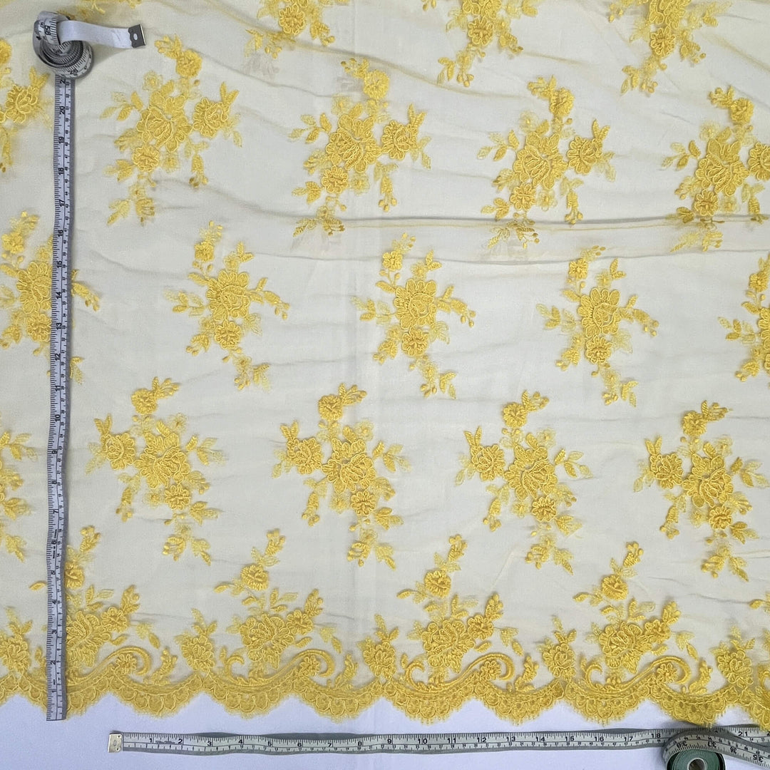 Tela de encaje nupcial con cordón bordada en malla de red 100% poliéster | Encaje EE. UU.