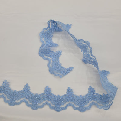 Beaded & Corded Lace Trimming Embroidered on 100% Polyester Net Mesh | Lace USA