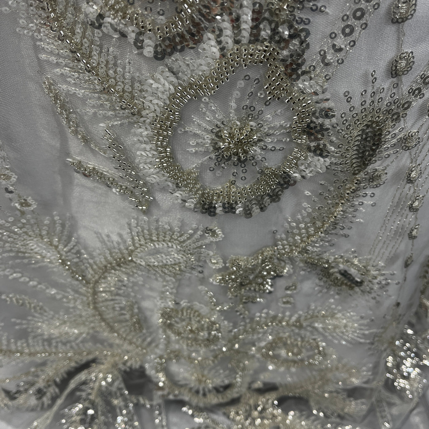 Beaded Lace Fabric Embroidered on 100% Polyester Net Mesh | Lace USA - GD-2917