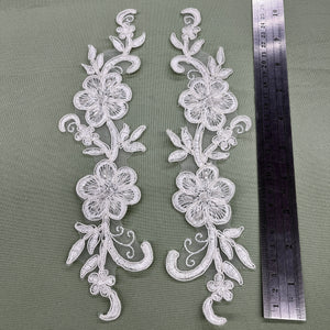 Beaded & Corded Lace Applique Embroidered on 100% Polyester Organza | Lace USA
