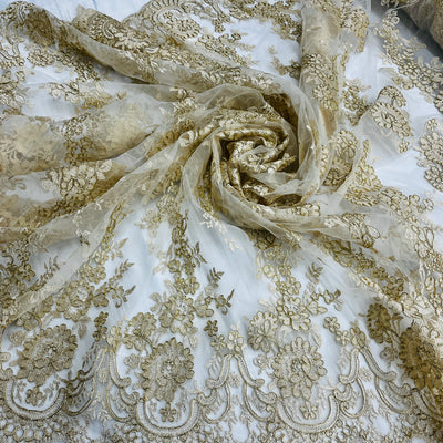 Corded Bridal Lace Fabric Embroidered on 100% Polyester Net Mesh | Lace USA