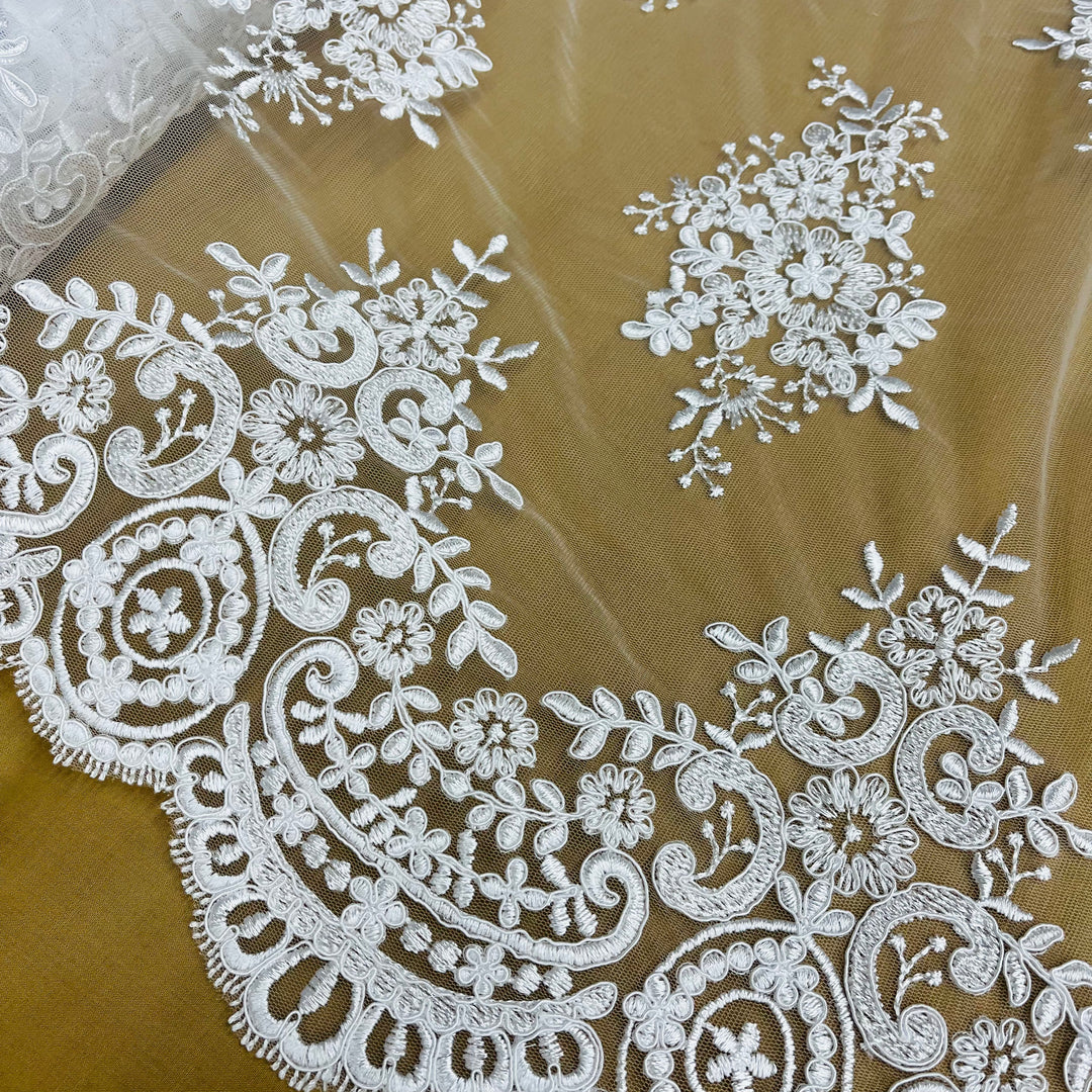 Lace Net Material Corded Bridal Lace Fabric Embroidered on 100% Polyester Net Mesh | Lac ...