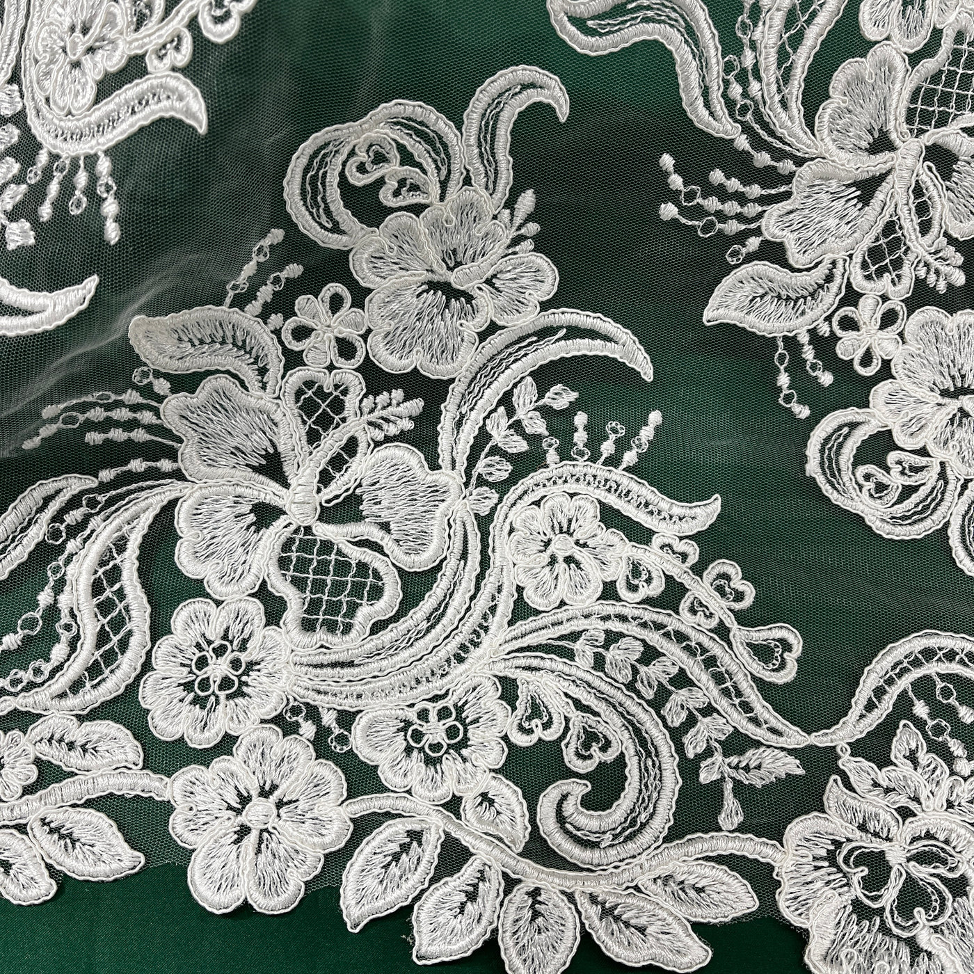 Corded Double Sided Lace Trimming Embroidered on 100% Polyester Net Mesh | Lace USA - 96962W/2