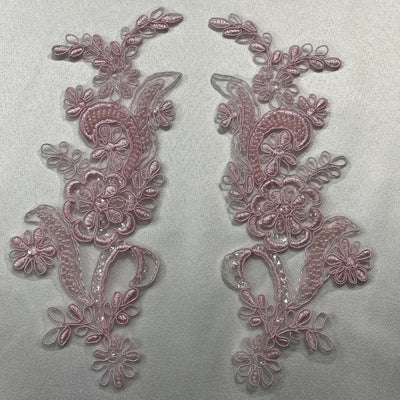 Beaded & Corded Floral Lace Applique Embroidered on 100% Polyester | Lace USA