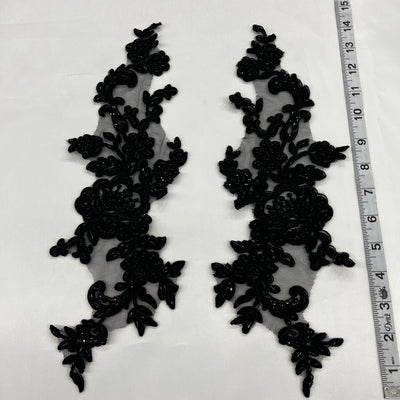 Beaded & Corded Floral Appliqué Lace Embroidered on 100% Polyester Organza or Net Mesh. This can be applied to Theatrical dance ballroom costumes, bridal dresses, bridal headbands endless possibilities. Sold By Pair Lace Usa