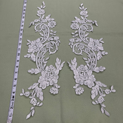Corded Floral Applique Embroidered on 100% Polyester Net | Lace USA - 96434W
