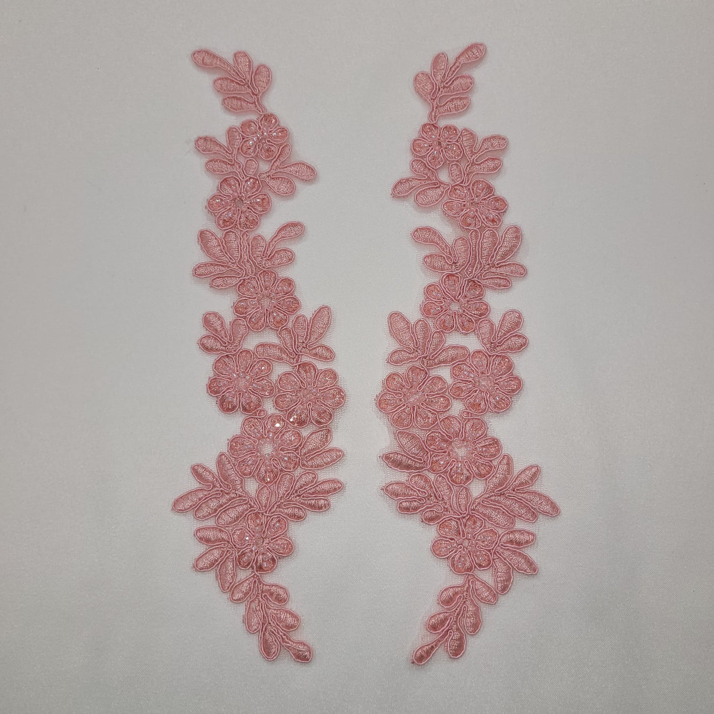Beaded & Corded Floral Lace Applique Embroidered on 100% Polyester Net Mesh | Lace USA