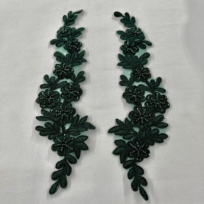 Apliques de encaje floral con cuentas y cordones bordados en malla de red 100% poliéster | Encaje EE.UU. - 95969W-HB