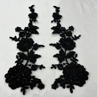 Beaded & Corded Floral Applique Lace Embroidered on 100% Polyester. Lace Usa