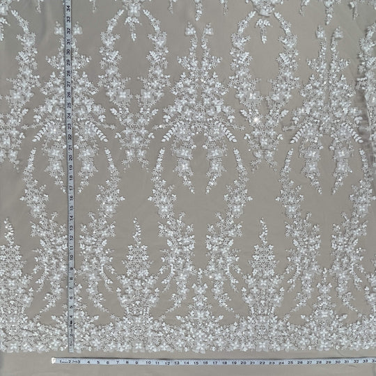 Beaded Lace Fabric Embroidered on 100% Polyester Net Mesh | Lace USA - GD-2549