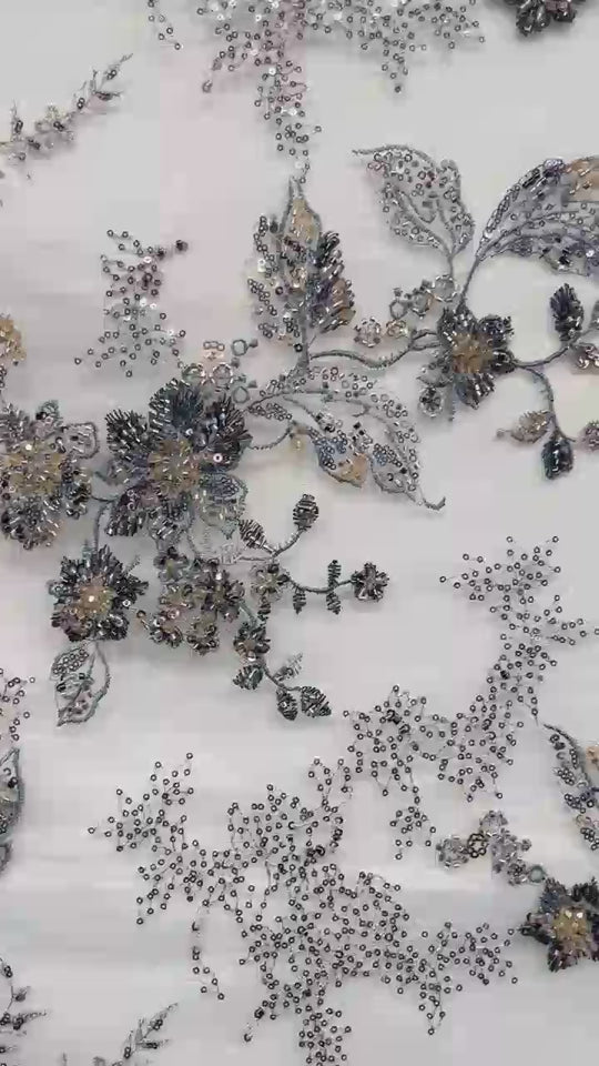 Closeup Video of Dusty Blue Lace beading