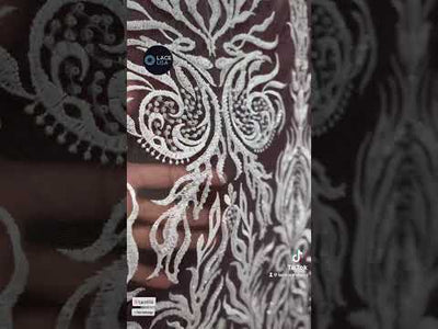 Beaded Lace Fabric Embroidered on 100% Polyester Net Mesh | Lace USA - GD-13268