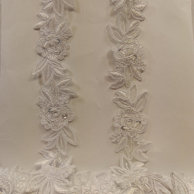Beaded & Corded Lace Trimming Embroidered on 100% Polyester Organza or Net Mesh | Lace USA