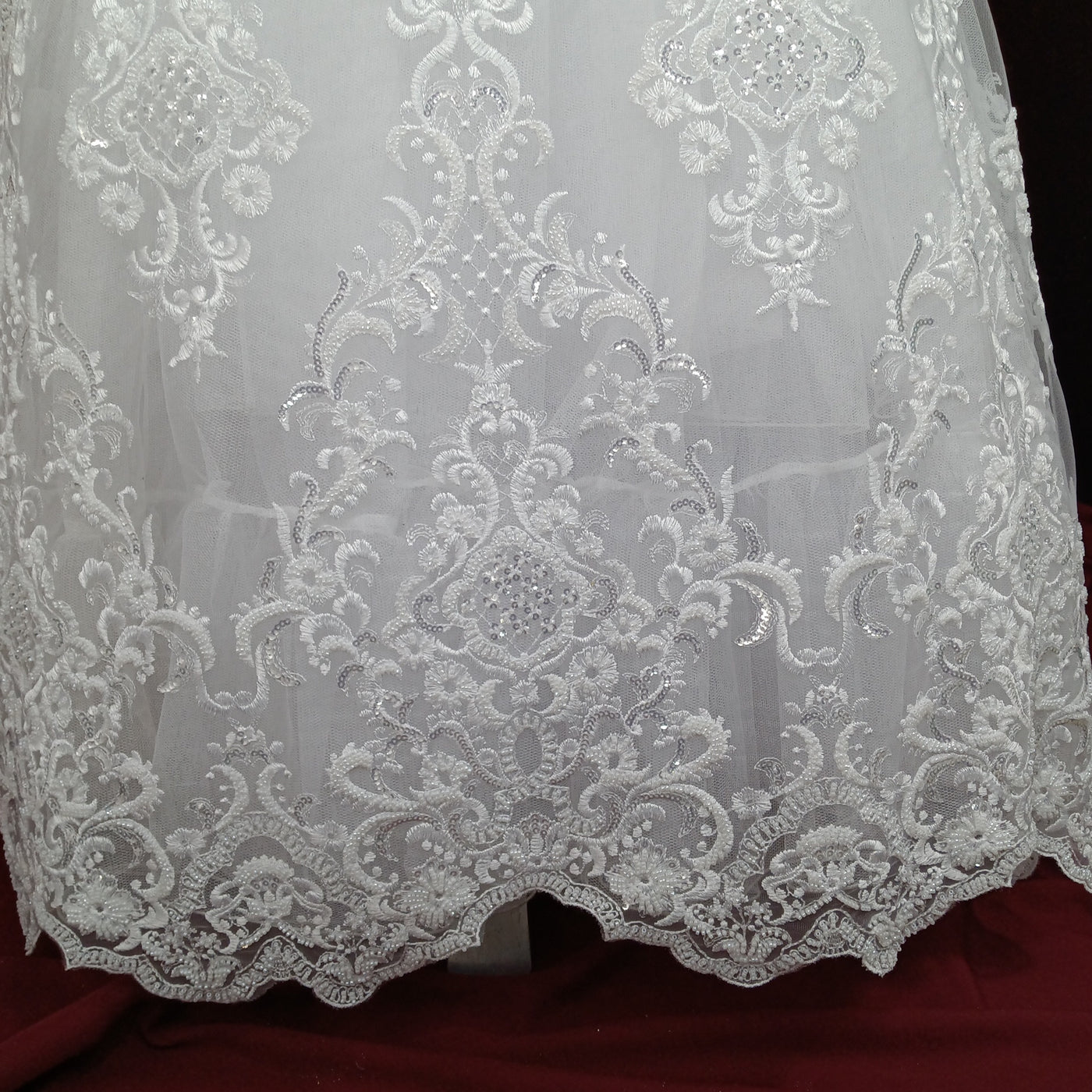 Embroidered & Heavy Beaded Net Fabric with Beads. Lace Usa