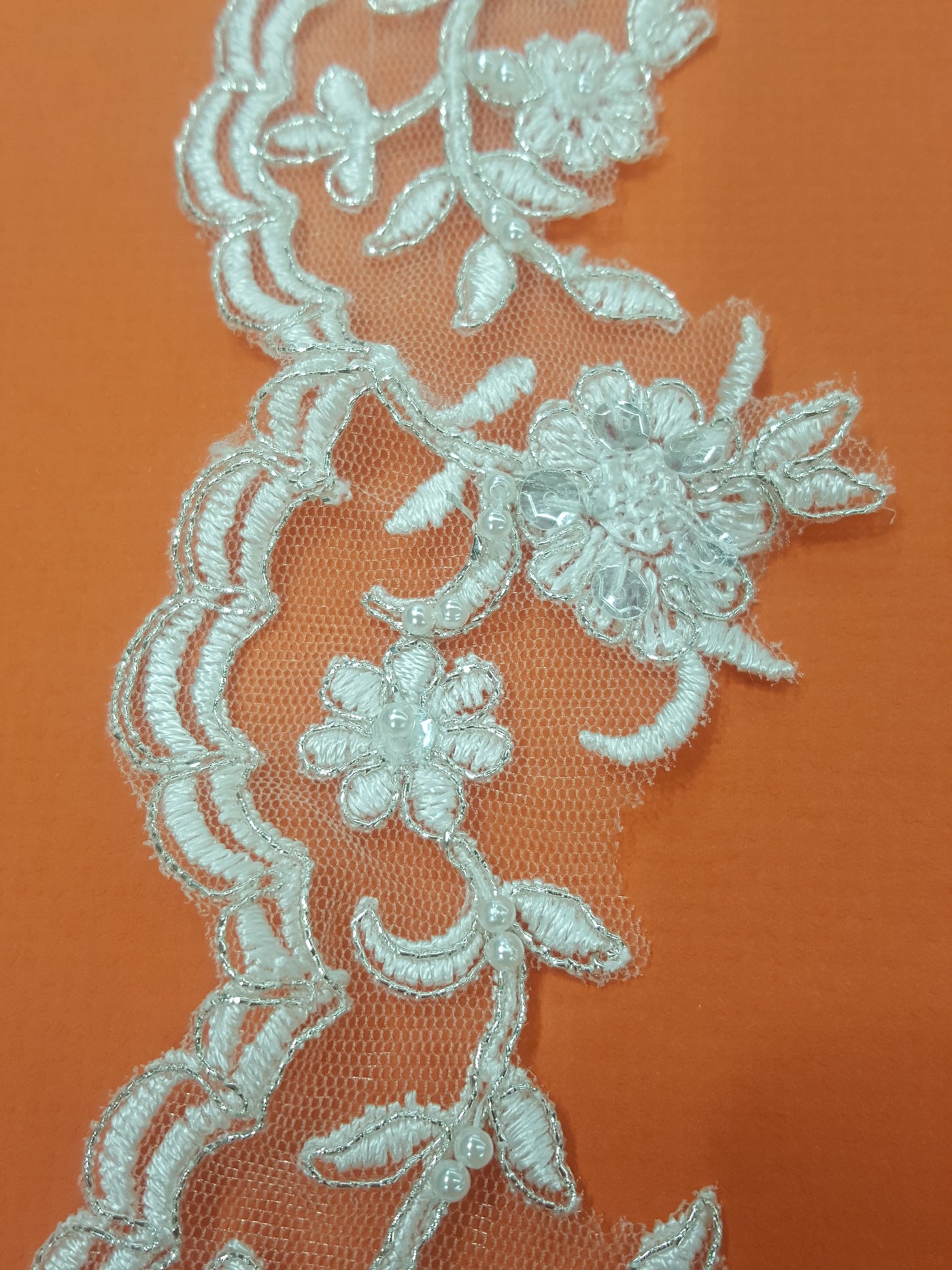 Beaded Lace Trimming Embroidered on 100% Polyester |Lace USA