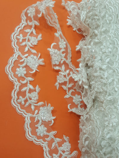 Beaded Lace Trimming Embroidered on 100% Polyester |Lace USA