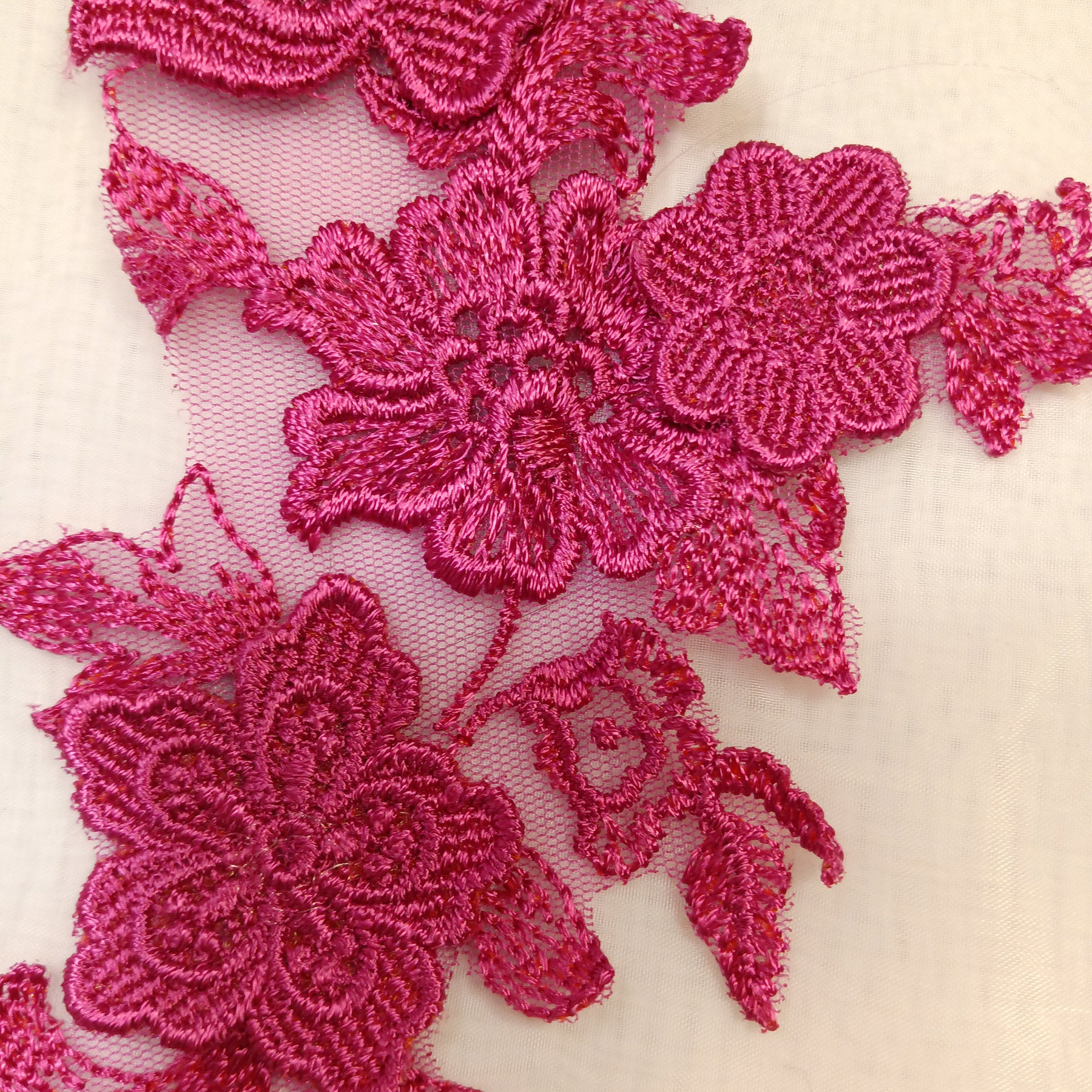 3D Floral Lace Applique Embroidered on 100% Poly. Net Mesh | Lace USA