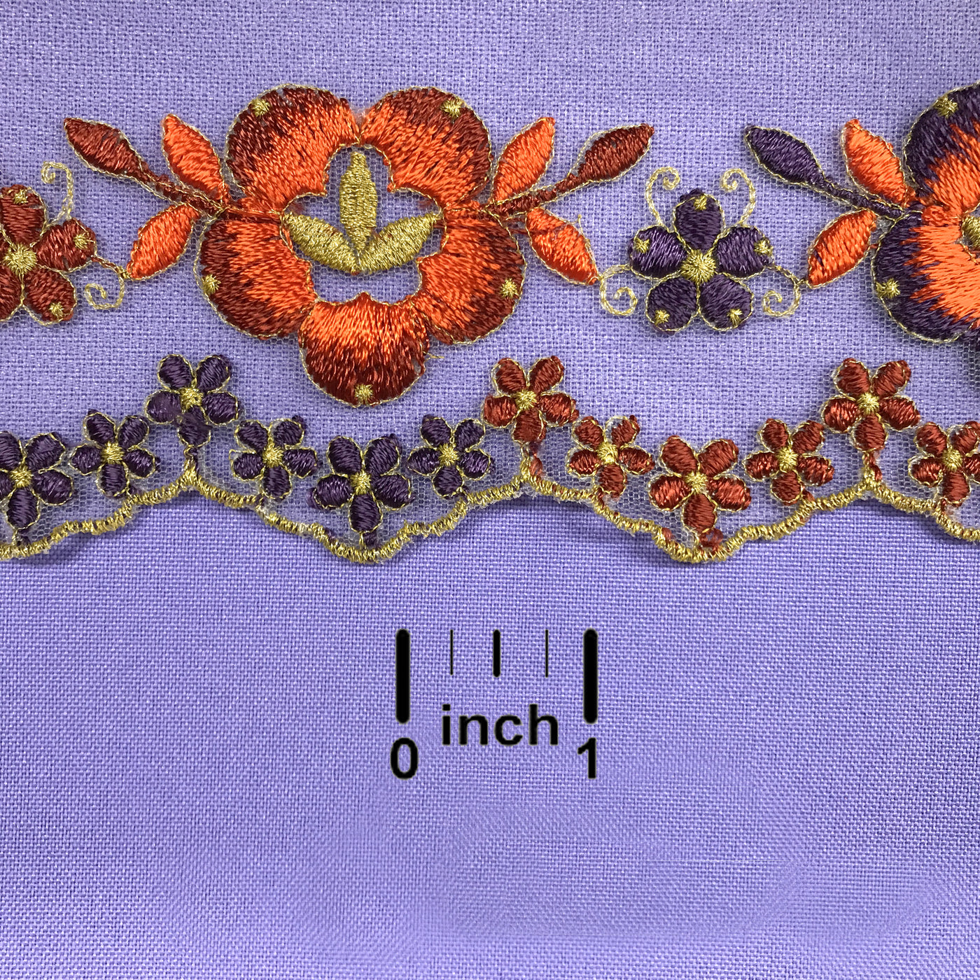 Colorful Floral Embroidered Lace Trimming On Net