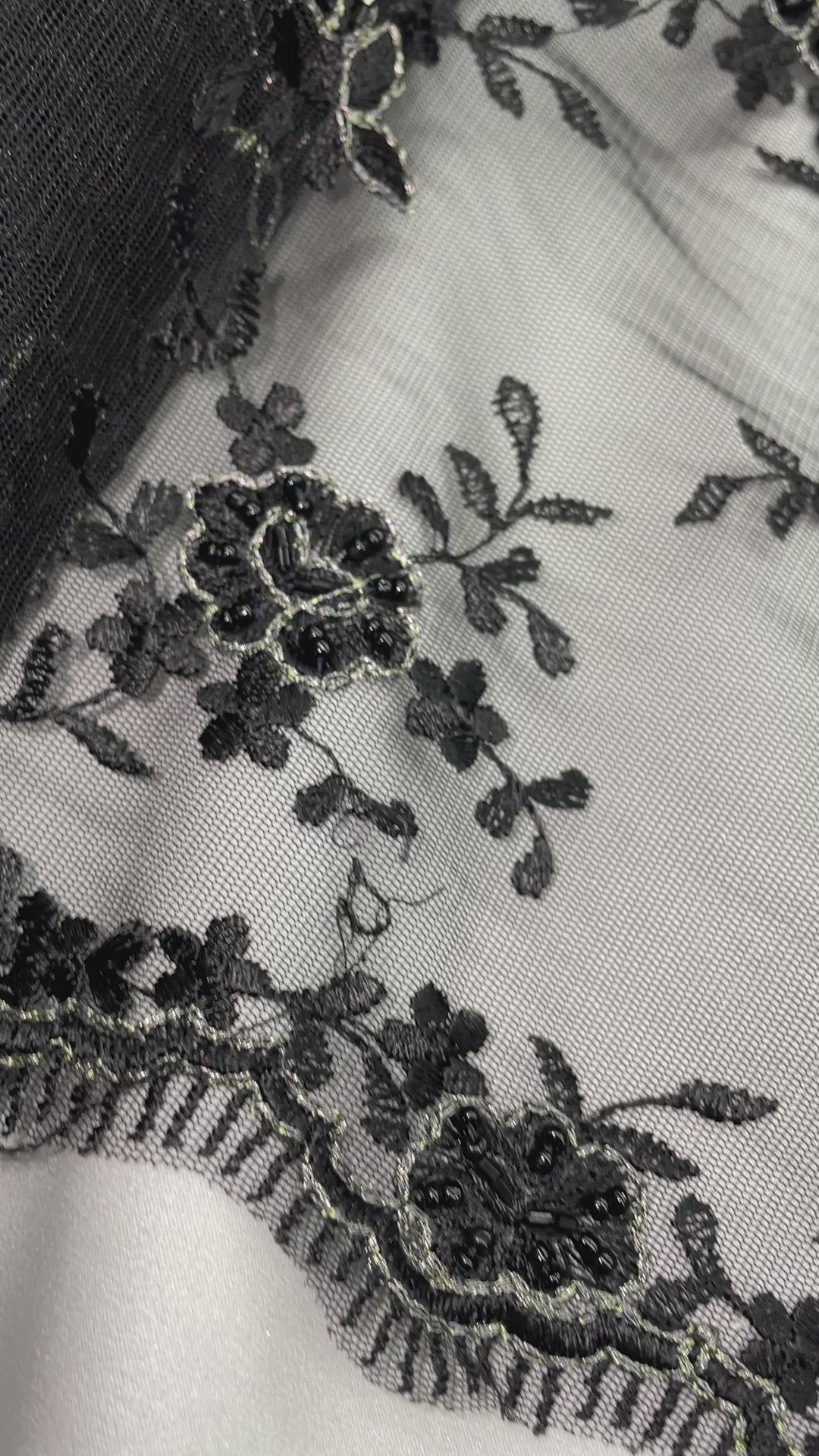 Beaded Lace Fabric Embroidered on 100% Polyester Net Mesh | Lace USA