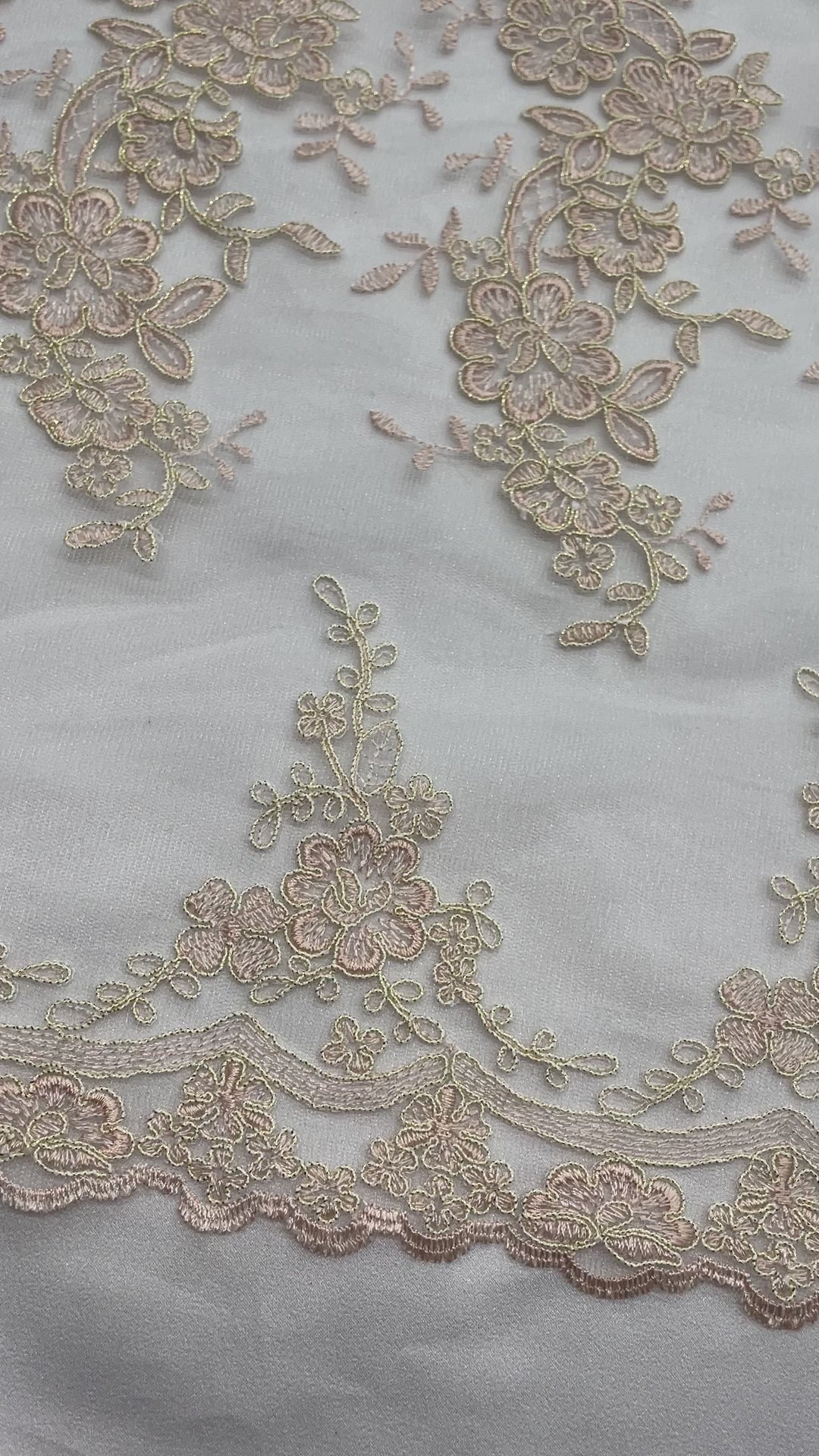 Corded Bridal Lace Fabric Embroidered on 100% Polyester Net Mesh | Lace USA