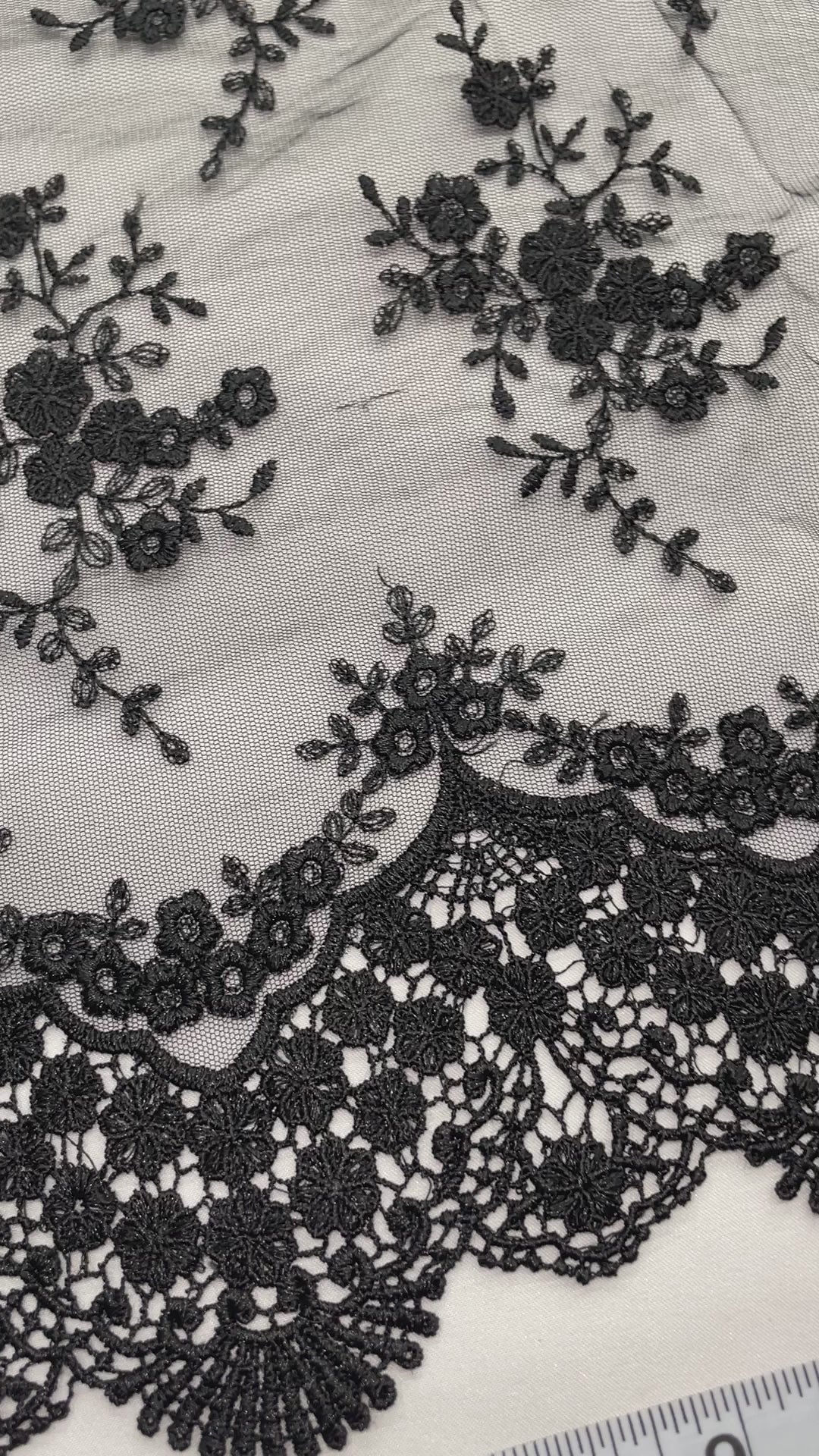 Lace Fabric Embroidered on 100% Polyester Net Mesh | Lace USA