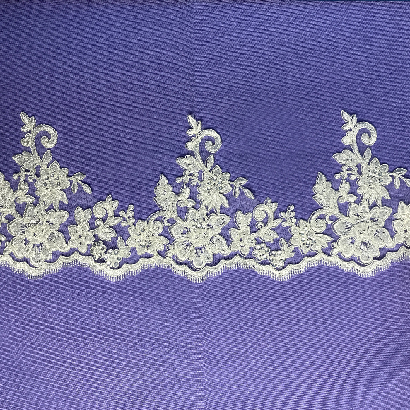Embroidered, Corded & Beaded Floral trim on Net.  Sold by the yard  Lace Usa