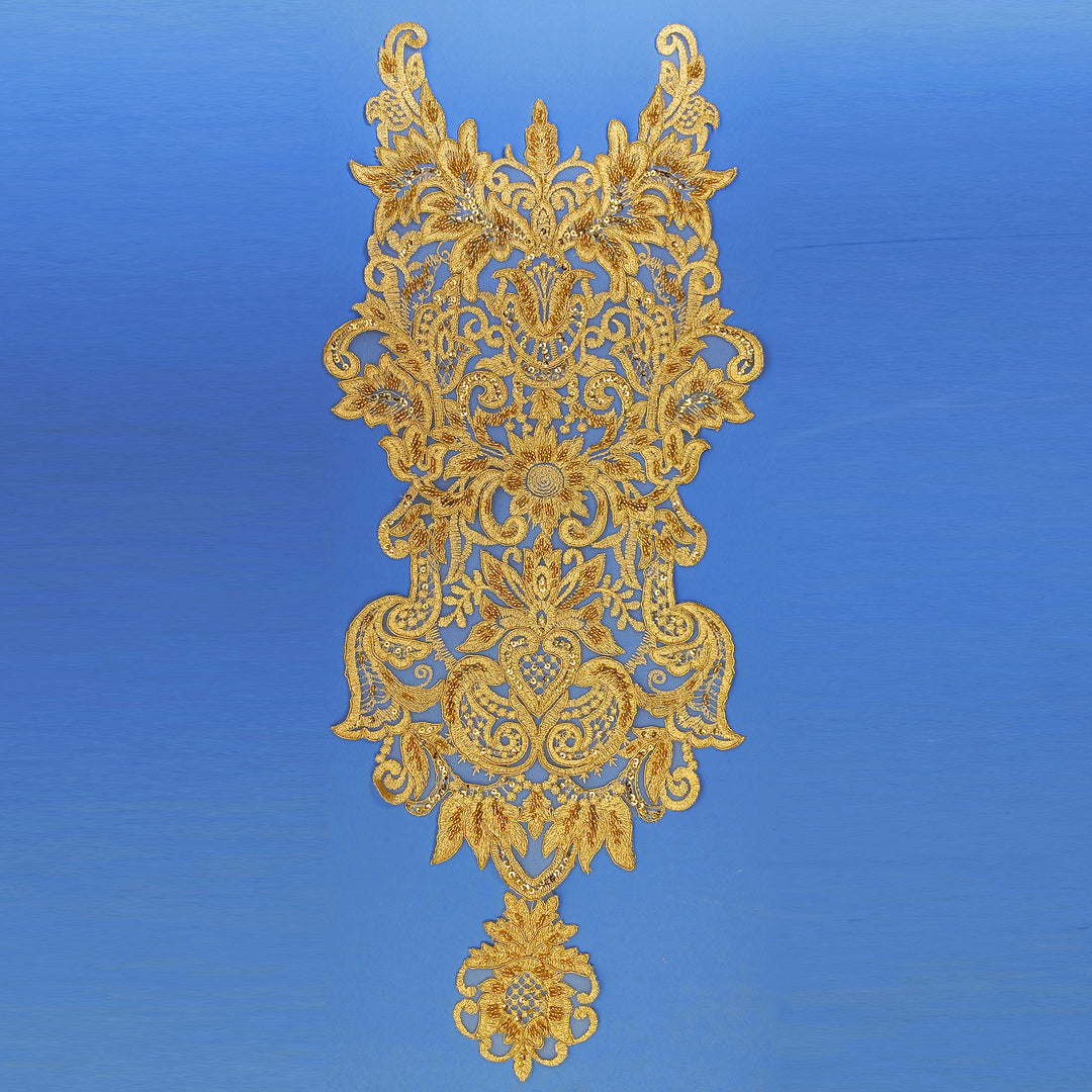 Beaded & Corded Lace Medallion Applique for Wedding Dresses, Quince Gowns | Lace USA - 97133W-HB