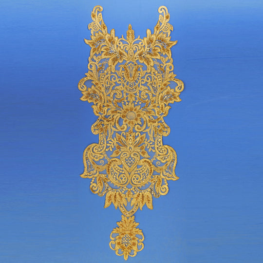 Beaded & Corded Lace Medallion Applique for Wedding Dresses, Quince Gowns | Lace USA - 97133W-HB