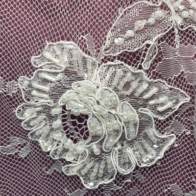 Beaded & Corded Chantilly Floral Lace Ivory Lace Usa