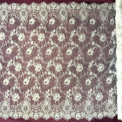 Beaded & Corded Chantilly Floral Lace Ivory Lace Usa