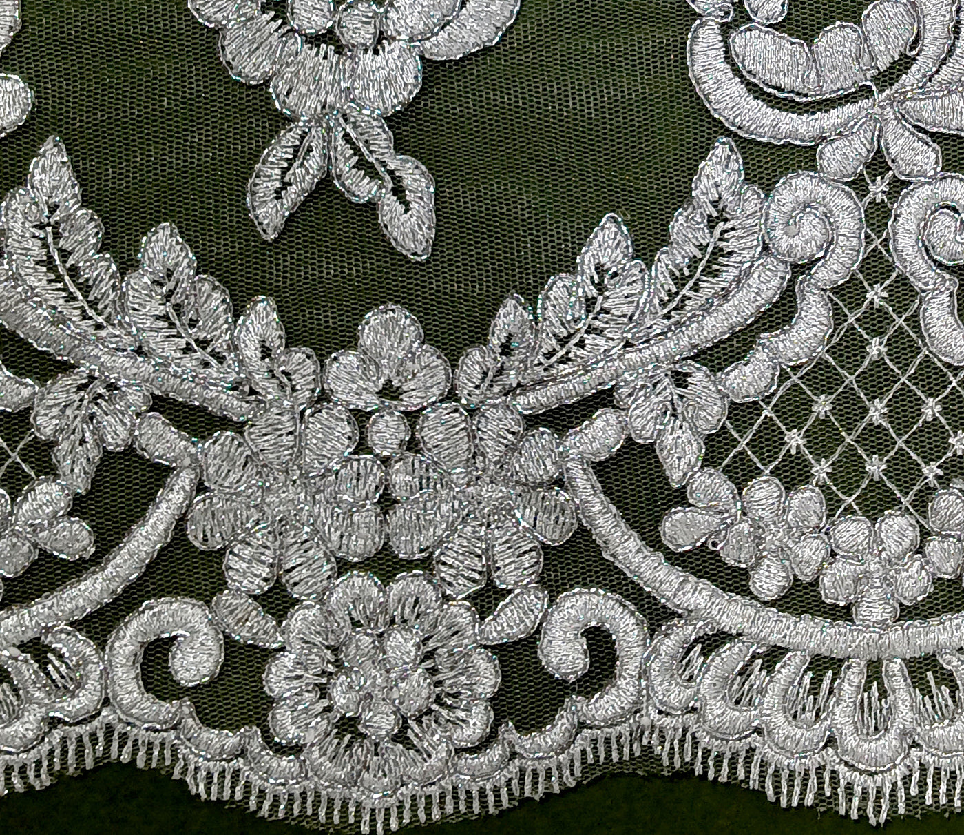 Corded Double Sided Lace Trimming Embroidered on 100% Polyester Net Mesh | Lace USA