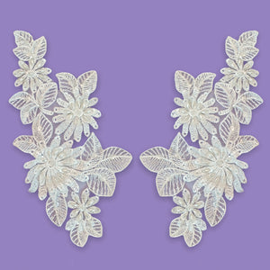 Beaded Lace Applique Embroidered on 100% Polyester Organza | Lace USA