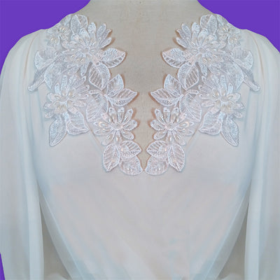 Beaded Lace Applique Embroidered on 100% Polyester Organza | Lace USA
