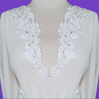 Beaded Lace Applique Embroidered on 100% Polyester Satin | Lace USA