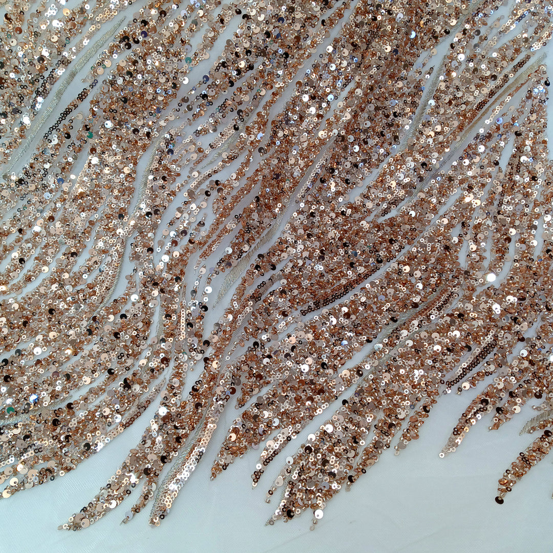 Beaded & Sequined Lace Fabric Embroidered on 100% Polyester Net Mesh | Lace USA - GD-59 Beaded & Sequined Lace Fabric Embroidered on 100% Polyester Net Mesh | Lace USA - GD-59