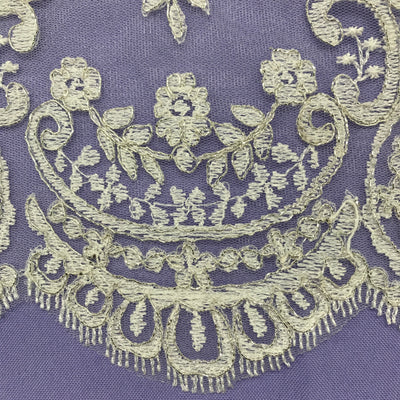 Double Sided, Corded & Embroidered Trimming on Mesh Net. Lace Usa