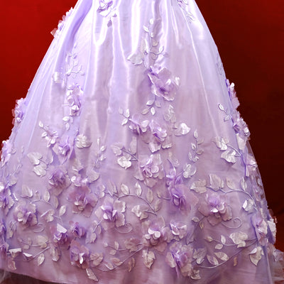 Delicate 3D Flowers Scattered on Embroidered Lilac Soft Tulle Net Fabric. Perfect Wedding Lace for Bridal Dresses or Quinceanera Dresses 54" Wide. Sold by the Yard. Lace Usa