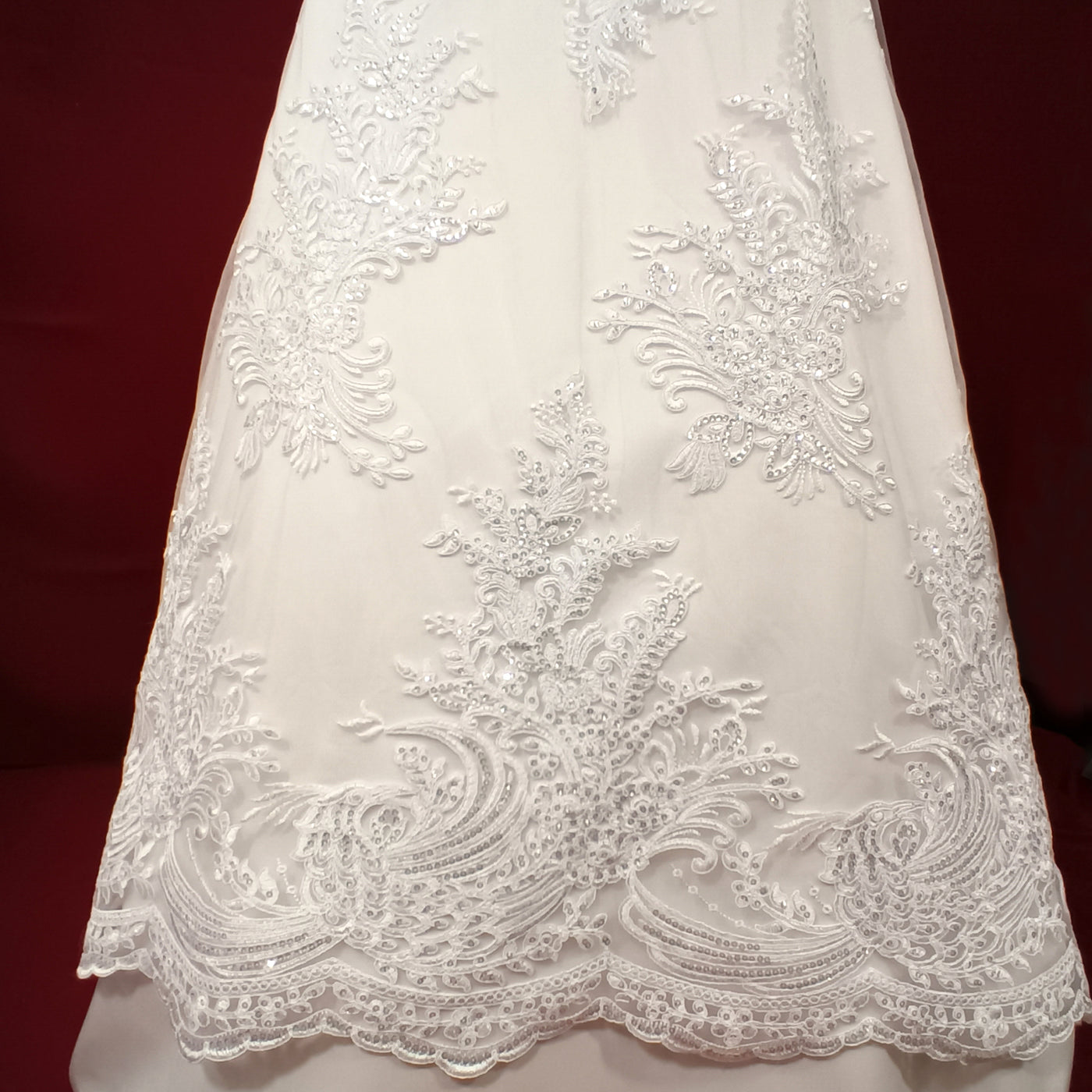 Corded & Beaded Bridal Lace Fabric Embroidered on 100% Polyester Net Mesh. Lace Usa