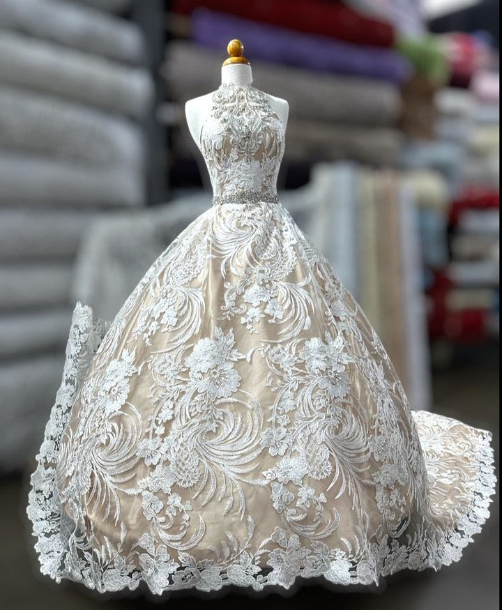 chinese dress ladies Off White Bridal Lace 3d Chiffon Floral Flowers Embroidery Lace Fabric –  GENERAL TEXTILES INC DBA SMART FABRICS main image 0