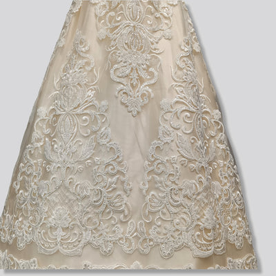 Beaded, Corded & Embroidered on 100% Polyester Mesh Net Lace Fabric. Lace USA
