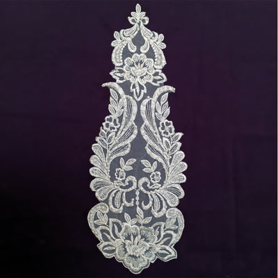 Beaded Lace Medallion Applique Embroidered on 100% Polyester Organza | Lace USA - KZ-05