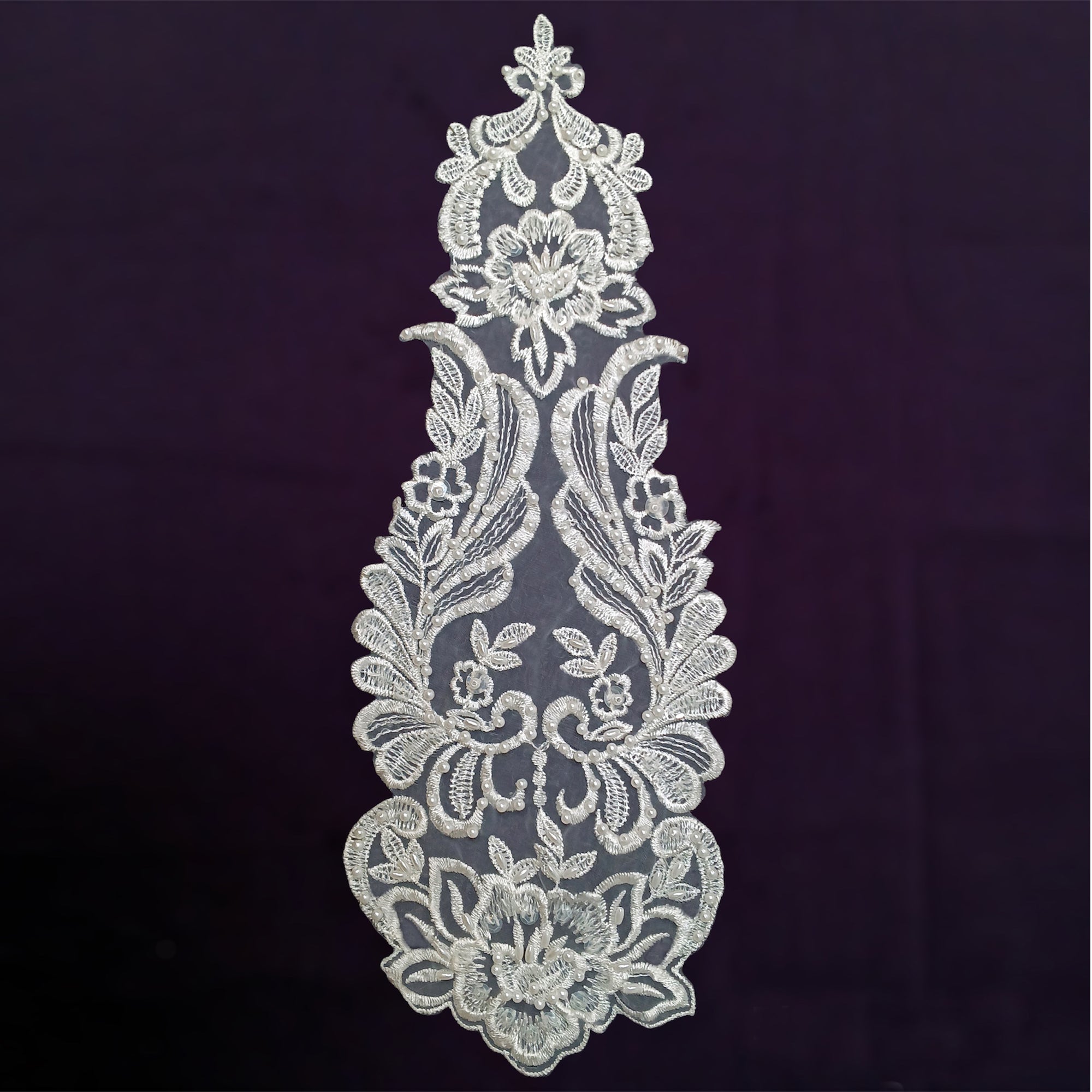 White  Beaded Lace Medallion Applique