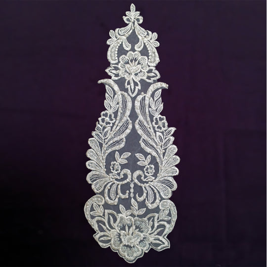 White  Beaded Lace Medallion Applique