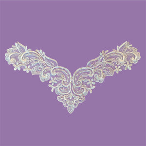 Beaded Lace Applique Embroidered on 100% Polyester Organza | Lace USA