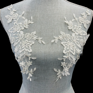 Corded Floral Applique Embroidered on 100% Polyester Organza | Lace USA