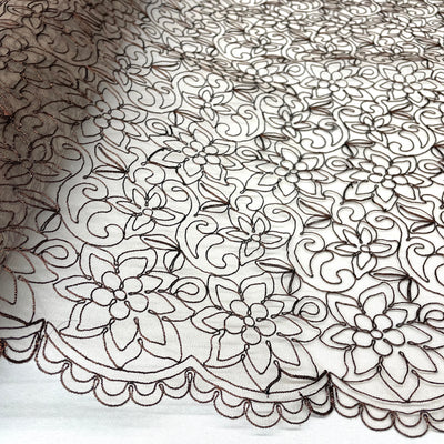 Corded Bridal Lace Fabric Embroidered on 100% Polyester Net Mesh | Lace USA