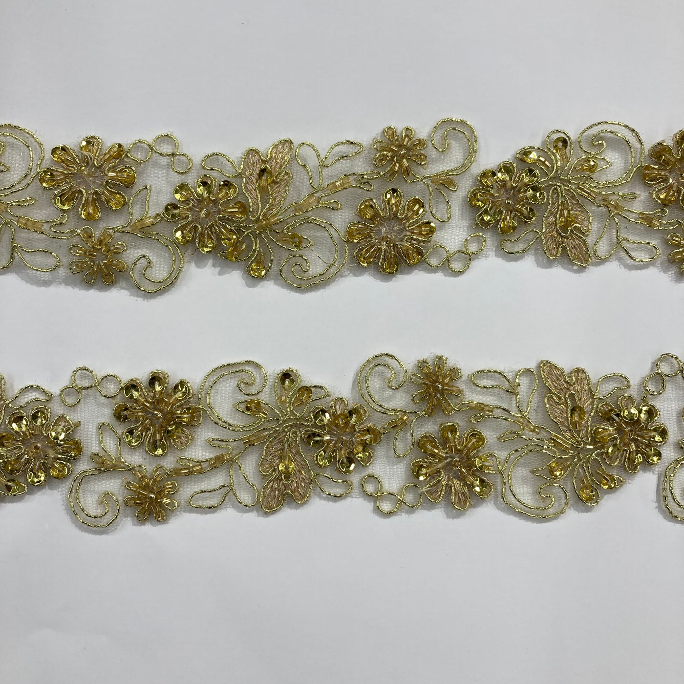 Beaded, Corded & Embroidered Metallic Gold Trimming. Lace Usa