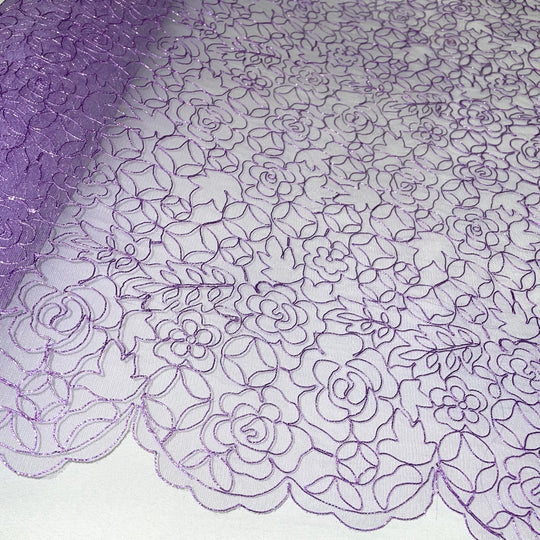 Corded Bridal Lace Fabric Embroidered on 100% Polyester Net Mesh | Lace USA