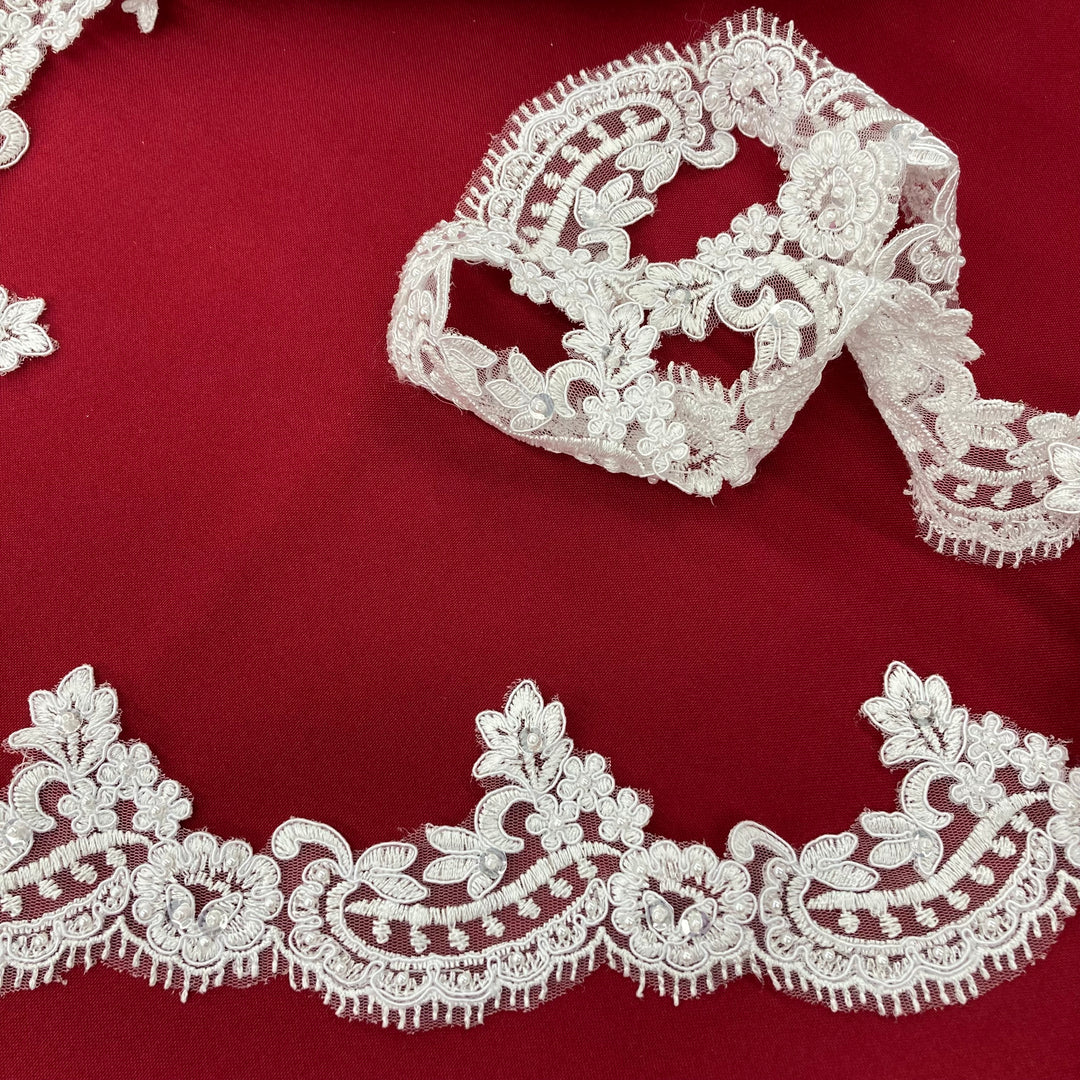 Corded, Beaded & Embroidered Trimming. Lace USA